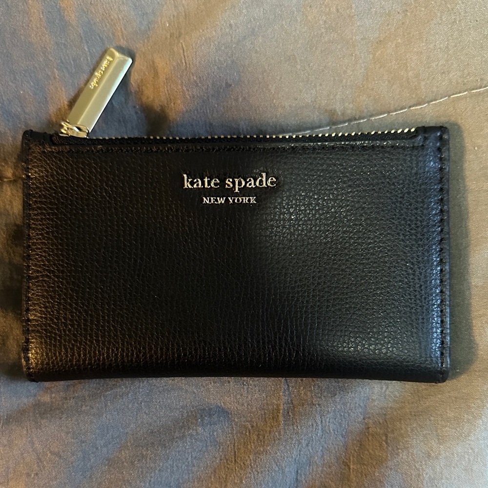 Kate Spade Black Leather Zip Card Case